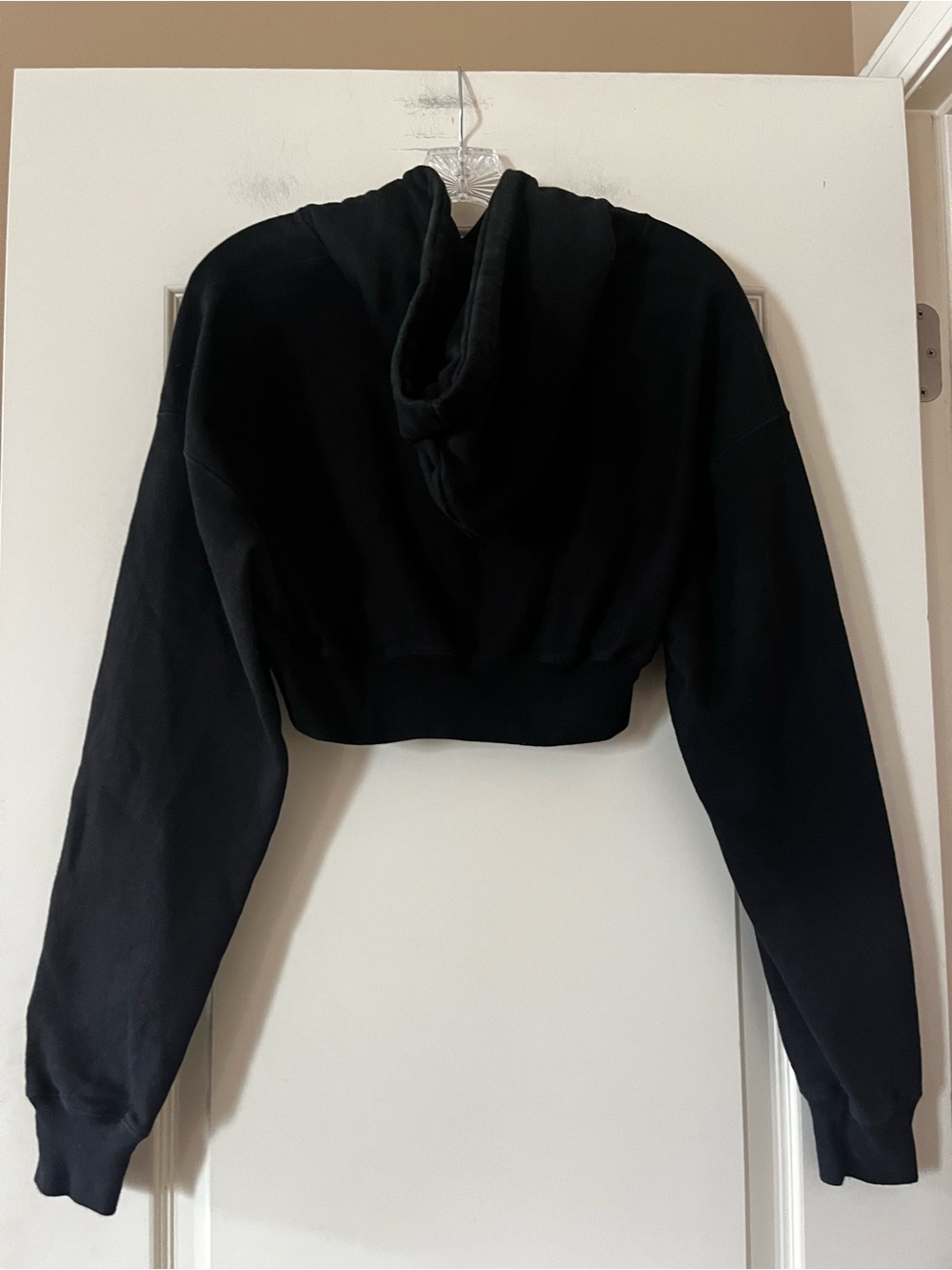 Champion Black Hooded Reverse Weave Cropped Sweatshirt Women’s Size Small - Picture 2 of 6